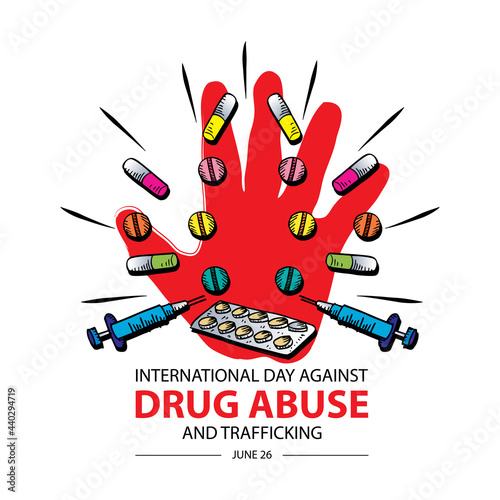 International Day Against Drug Abuse and Trafficking. Poster concept.