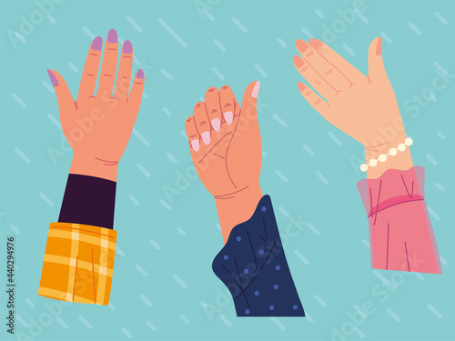 raised hands with manicure