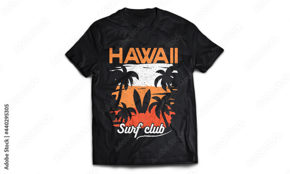 Hawaii surf club, summer beach t-shirt design Hawaii surf club, summer beach t-shirt design