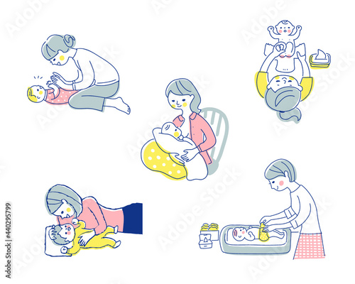赤ちゃんとママ　さまざまなシーン　セット
