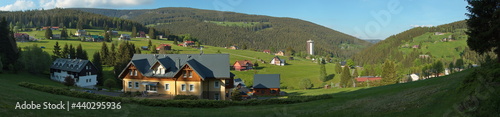 Residential buildings in Pec pod Sněžkou in Giant Mountains, Czech Republic, Europe 