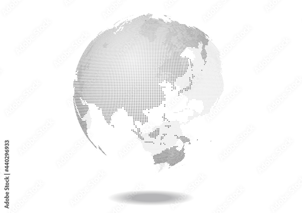 グレー色のデジタルネットワークグリッド地球背景
