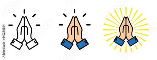 Pray or hands in religious prayer vector icon