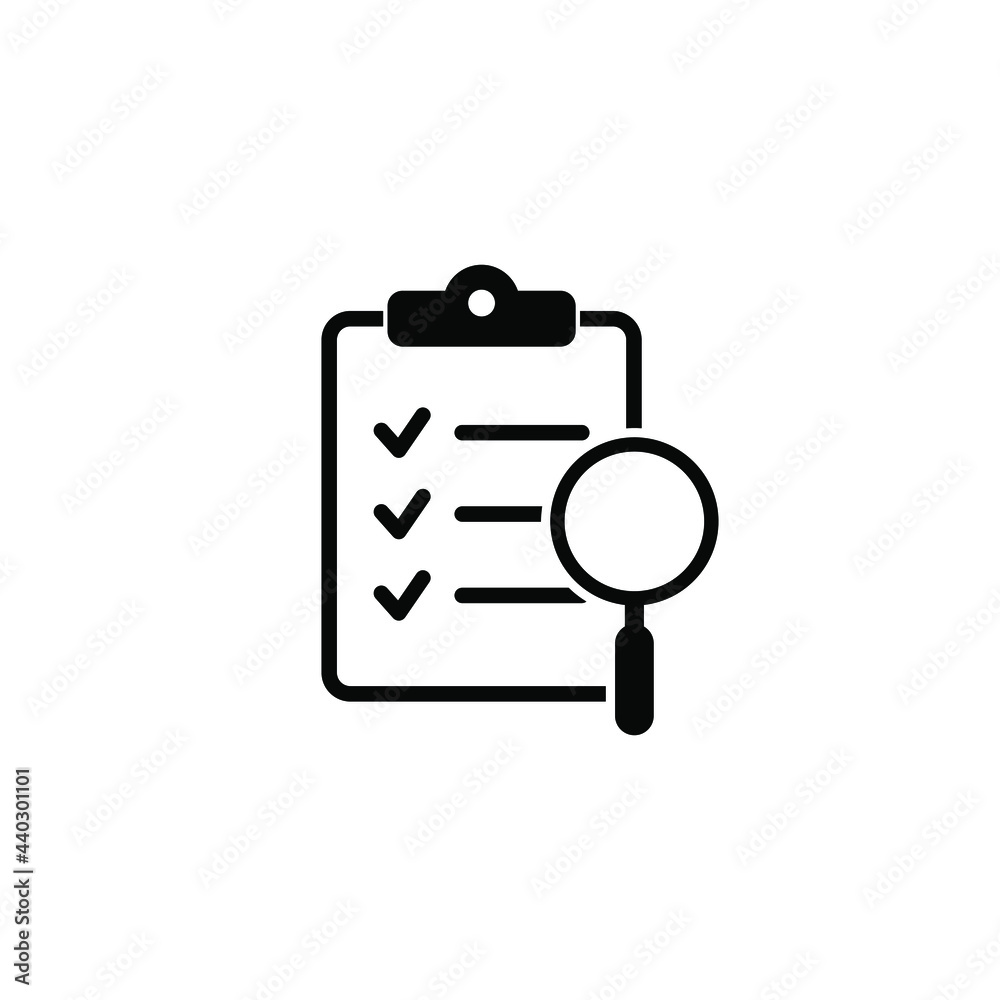 Document search icon, Magnifier assessment checklist icon, isolated vector Document search icon, Magnifier assessment checklist icon, isolated vector