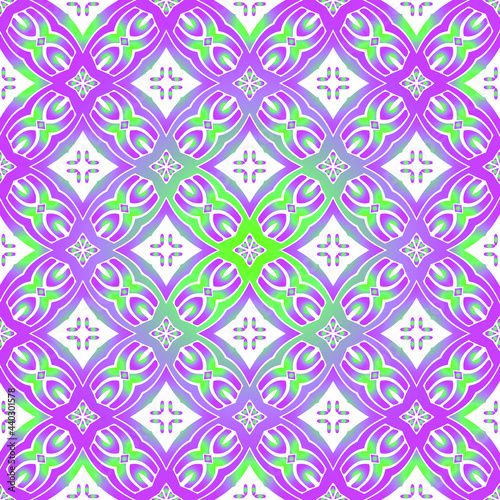 Geometric vector pattern with purple and green gradient. simple ornament for wallpapers and backgrounds.