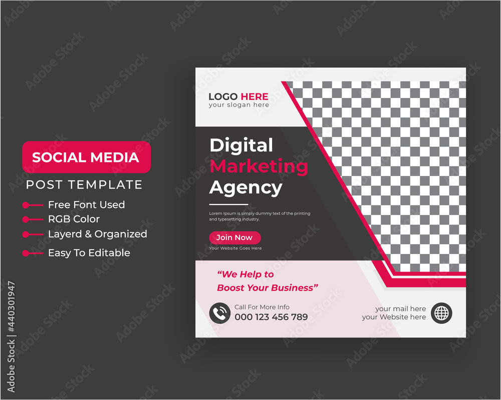 Fototapeta premium Modern Creative Business agency social media post Sale cover page timeline web ad banner template design