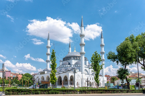 Photography Luxurious building of a mosque Hatun Camii in Ankara, Turkey
