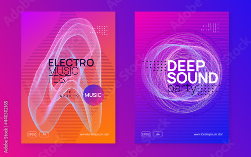 Gradient party flyer. Electro dance music. Electronic trance sound. Club dj poster. Techno event.