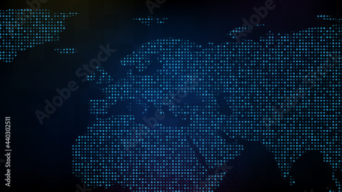 abstract futuristic technology background of blue digital EU europe map