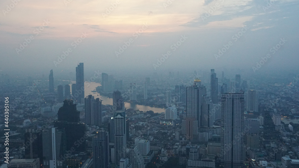 time clouds over city , Bangkok in Thailand