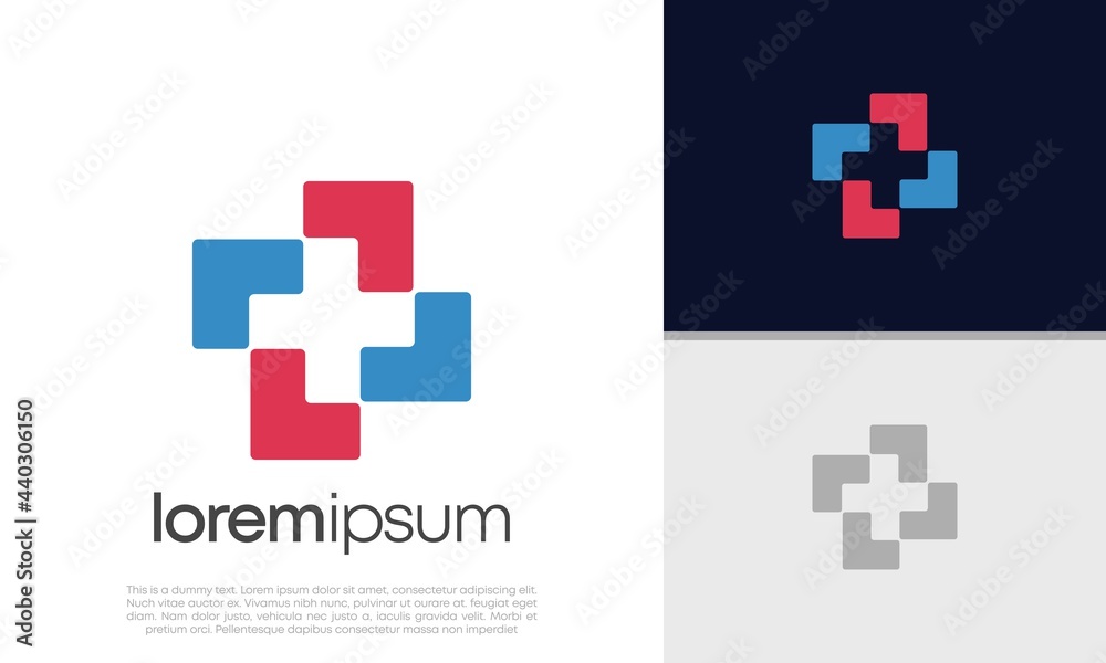 Abstract logotype for medical pharmacy. Logo design template. Medical health. Community logo design.