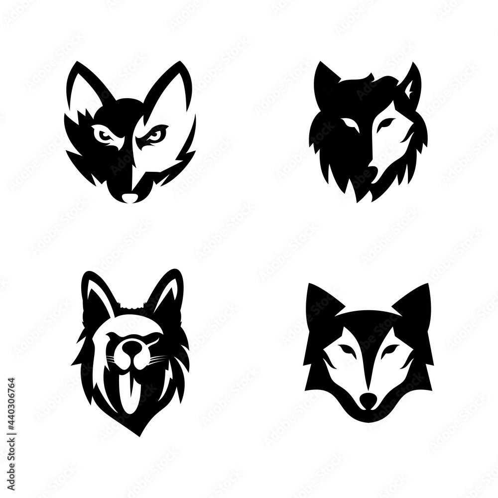 Set of modern wolves logos Set of modern wolves logos