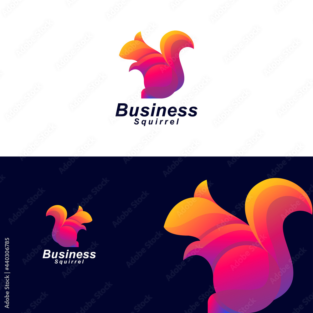 squirrel logo design template modern colorful
