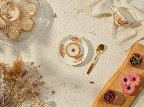 still life of cream pies