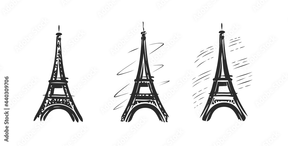 Eiffel Tower symbol. Paris, France emblem. Vector illustration