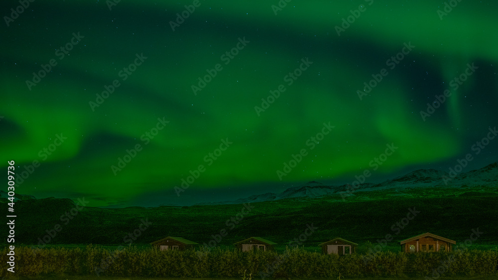 Northern lights over south iceland