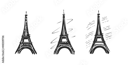 Fotobehang Eiffel Tower symbol. Paris, France emblem. Vector illustration