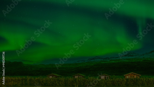 Northern lights over south iceland