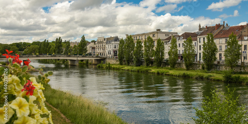 view of the banks of the Seine in the city of Melun photo