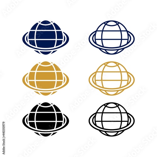 world globe orbit planet logo vector illustration