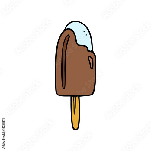 Doodle vector icecream eskimo. Vector isolated icon illustration.