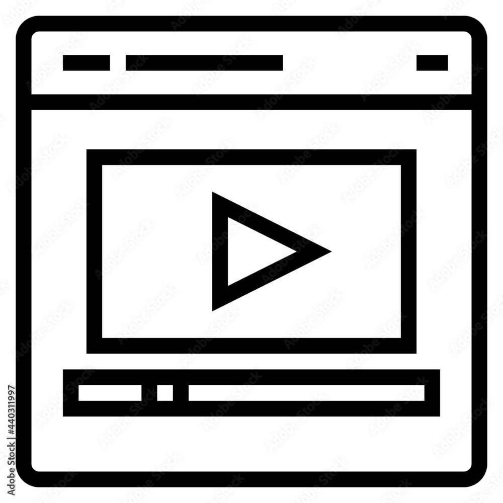 Video player outline style icon Video player outline style icon