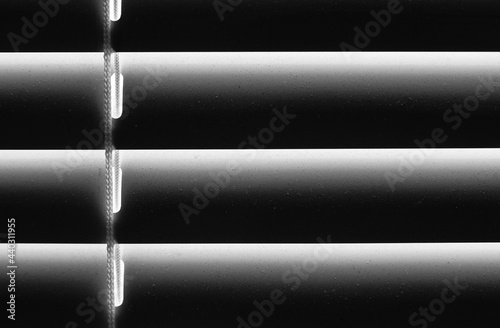 Dirty dusty white aluminum jalousie black and white