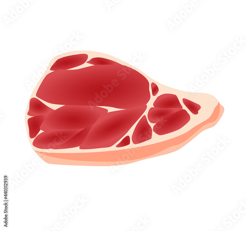 Meat product or raw meat. Illustration for concept product of farmers market or shop. Steak. Cartoon product icon