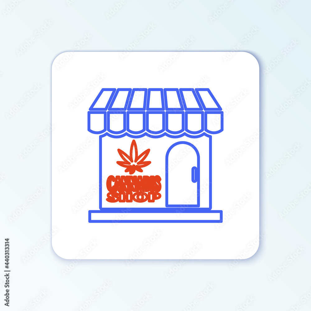 Line Marijuana and cannabis store icon isolated on white background. Equipment and accessories for smoking, storing medical cannabis. Colorful outline concept. Vector