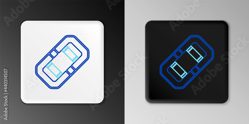 Line Rafting boat icon isolated on grey background. Inflatable boat. Water sports, extreme sports, holiday, vacation, team building. Colorful outline concept. Vector