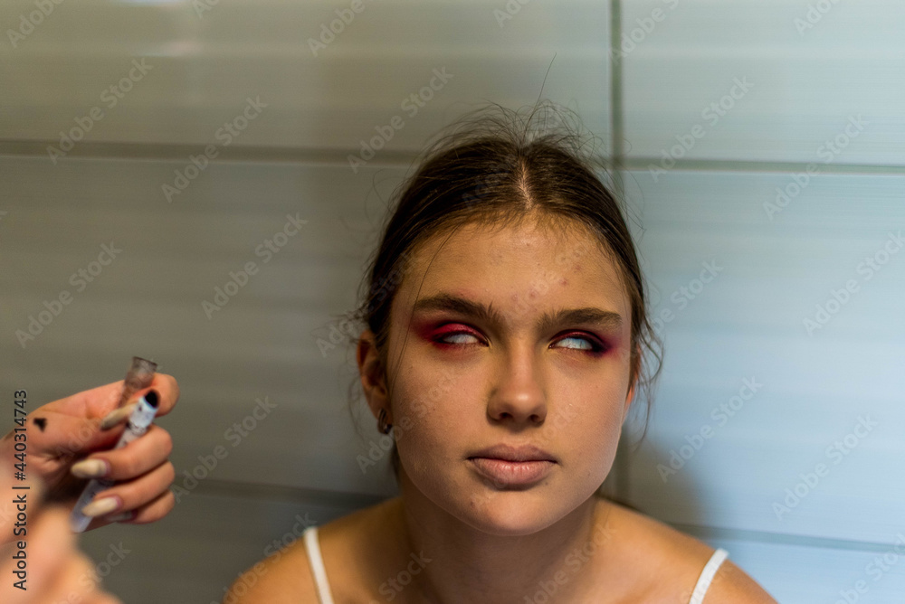 Make-up artist work on her friend. Real people. Make-up artist work on her friend. Real people.