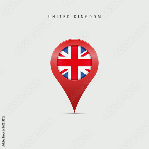 Teardrop map marker with flag of United Kingdom. Vector illustration