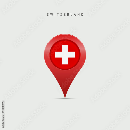 Teardrop map marker with flag of Switzerland. Vector illustration