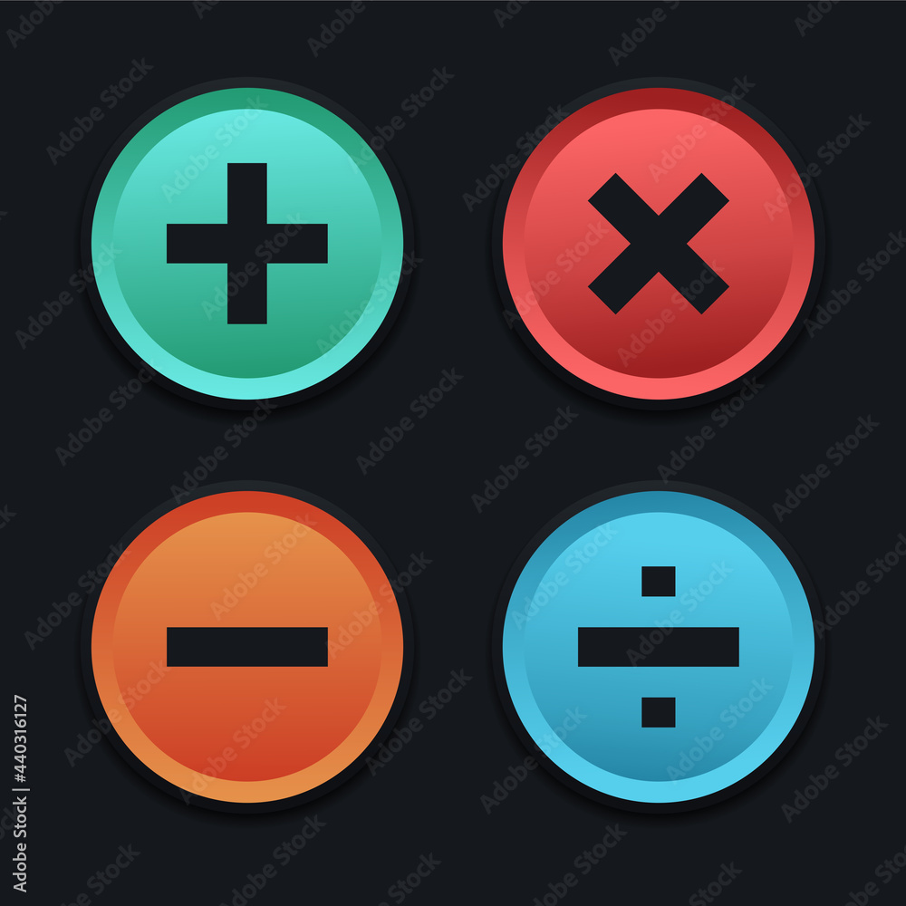 Calculator sign button. Mathematical concept. Isolated on dark background. Illustration vector Calculator sign button. Mathematical concept. Isolated on dark background. Illustration vector