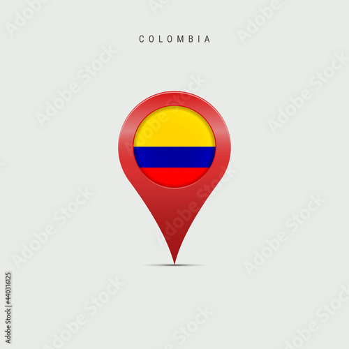 Teardrop map marker with flag of Colombia. Vector illustration