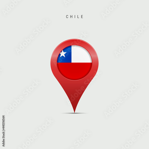 Teardrop map marker with flag of Chile. Vector illustration