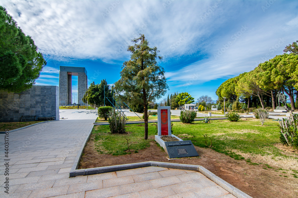 The Canakkale Martyrs Memorial is a war memorial commemorating the service of about Turkish soldiers who participated at the Battle of Gallipoli.
