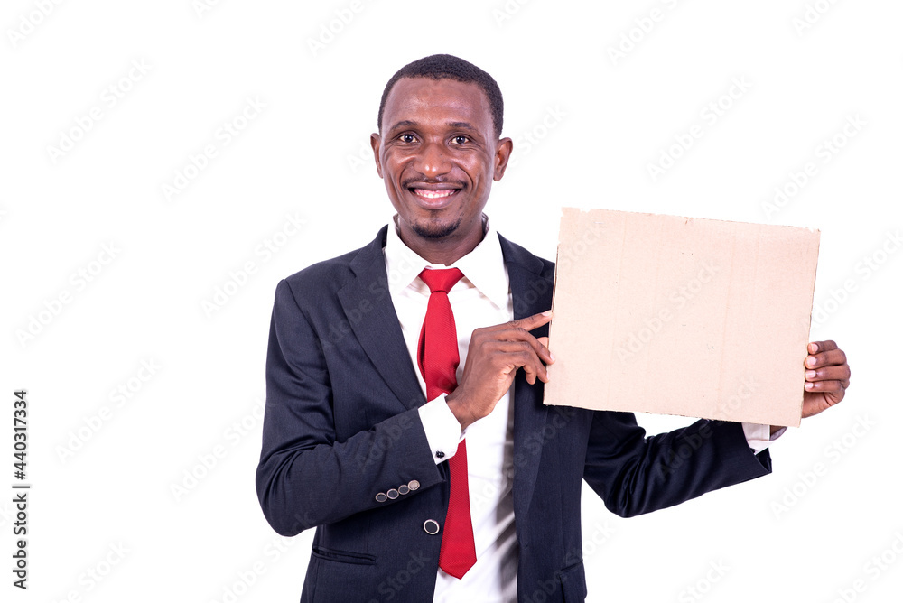 portrait of a businessman with an empty paper, smiling. portrait of a businessman with an empty paper, smiling.