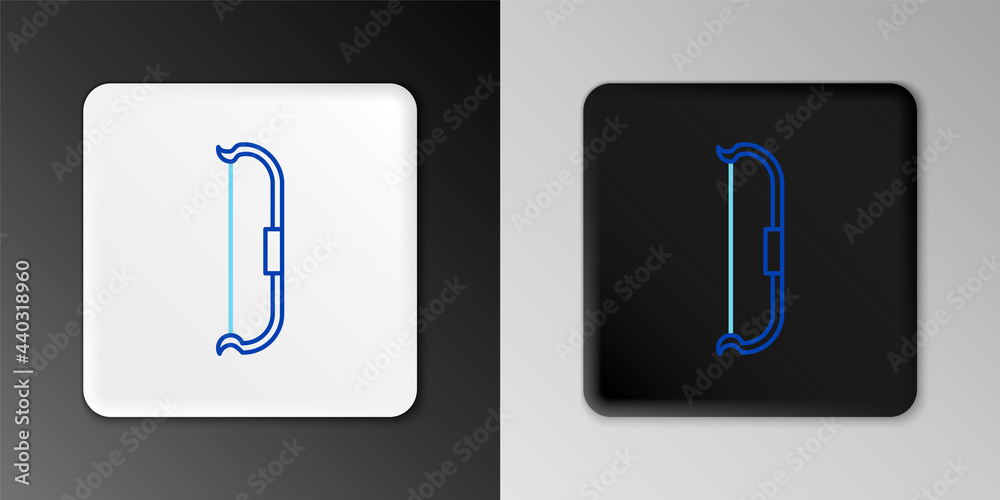 Line Medieval bow icon isolated on grey background. Medieval weapon. Colorful outline concept. Vector Line Medieval bow icon isolated on grey background. Medieval weapon. Colorful outline concept. Vector