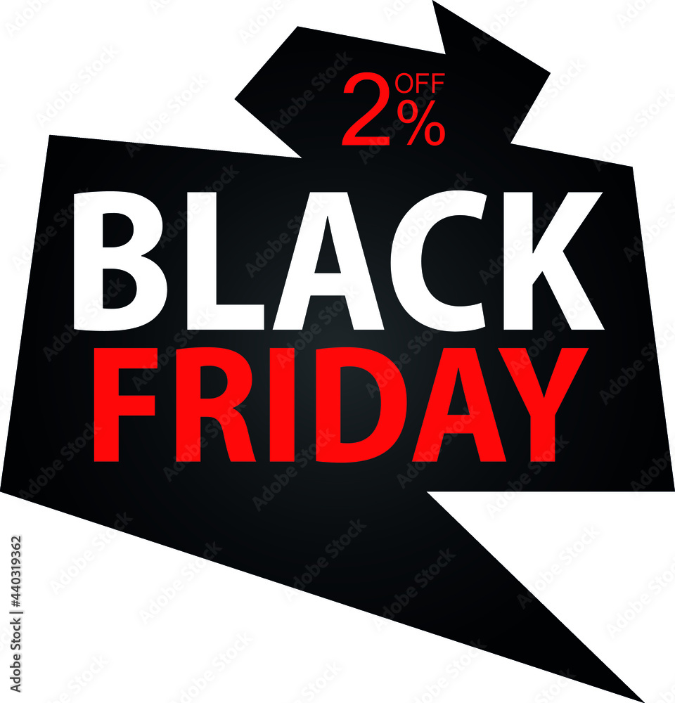 2% discount on special offer. Banner for black friday with two percent discount.