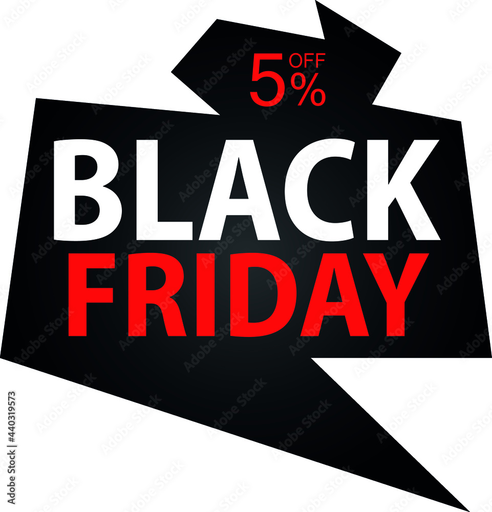 5% discount on special offer. Banner for black friday with five percent discount.