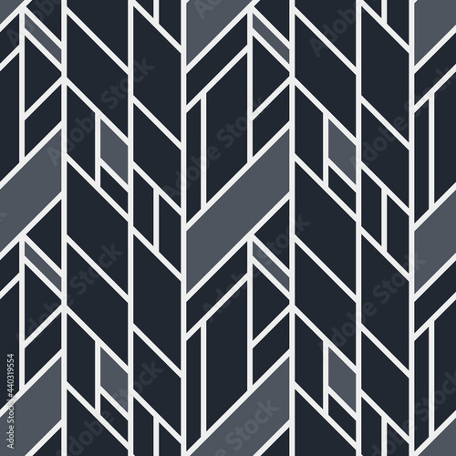 Geometric seamless pattern. Abstract background with monochrome geometric shapes. Ornament with grid. Repeating texture. Vector illustration. Design paper  wallpaper  fabric.