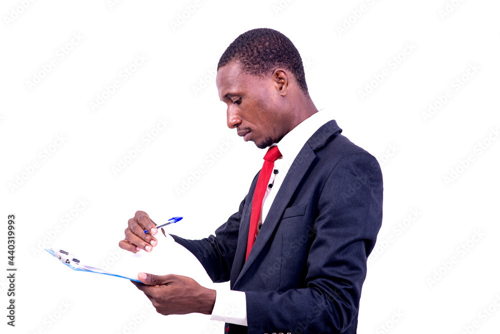 portrait of a businessman with document.