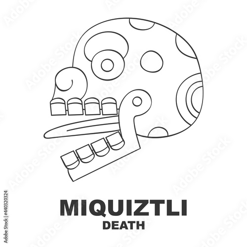  Vector icon with Glyph from Aztec calendar Tonalpohualli. Calendar day symbol Miquiztli