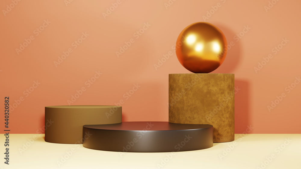 3D rendering of mockup background. Podium for show product. Blank scene showcase with empty round stage. 3D rendering of mockup background. Podium for show product. Blank scene showcase with empty round stage.