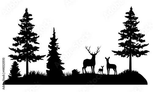 vector forest deer family © peony