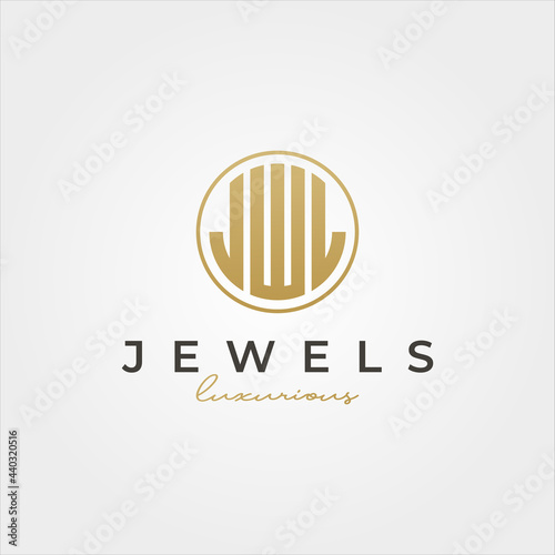 luxurious jewel initial logotype vector symbol illustration design, J W L letters initial logo design