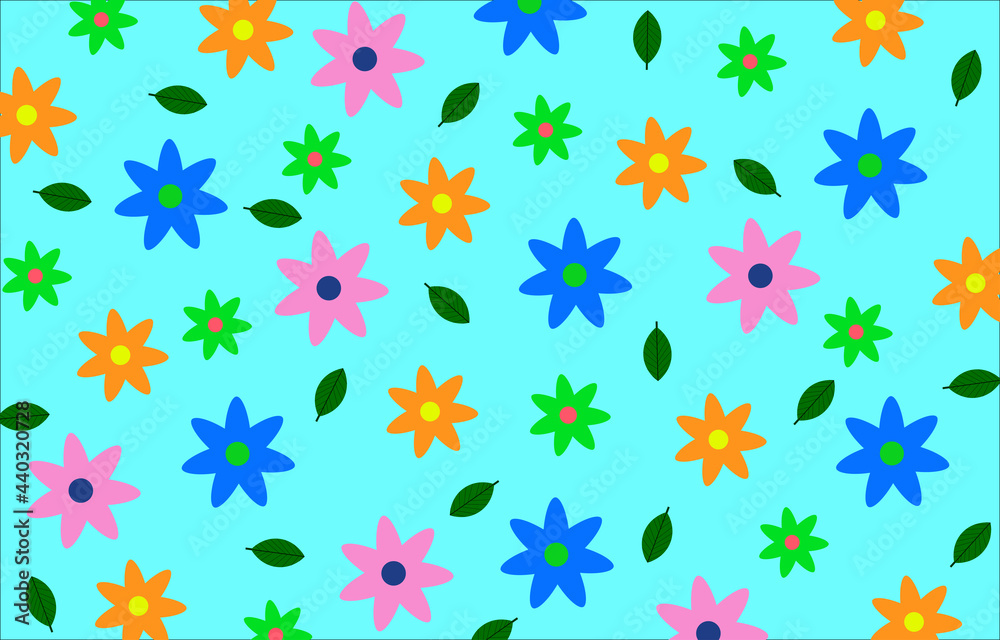 Colorful cute simple flowers  pattern