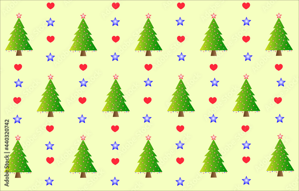 Pine tree and geometric elements  pattern for christmas holidays.