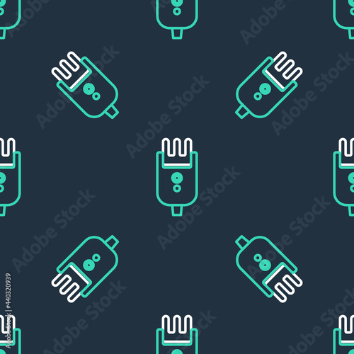 Line Electrical hair clipper or shaver icon isolated seamless pattern on black background. Barbershop symbol. Vector